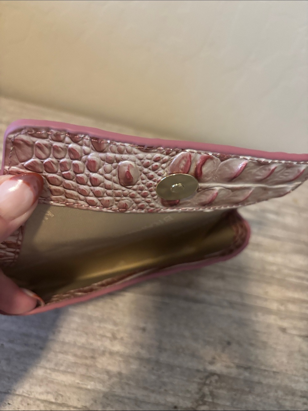 Brahmin Iridescent Pink Croc-Embossed Wallet - Picture 3 of 3